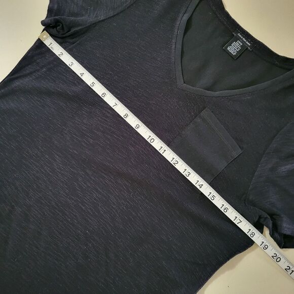 Calvin Klein Women's Black V-neck Short Sleeve Pullover Top - Picture 4 of 12